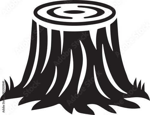 Tree Stump Silhouette Vector, Tree Stump Black Logo