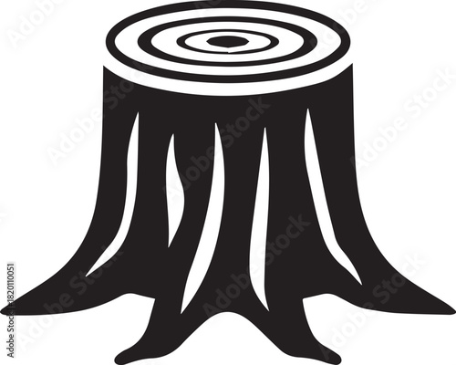 Tree Stump Silhouette Vector, Tree Stump Black Logo