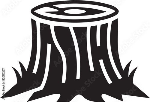 Tree Stump Silhouette Vector, Tree Stump Black Logo