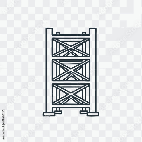 A simple outline illustration of a scaffolding structure, designed with a transparent background for versatile use in various design projects.