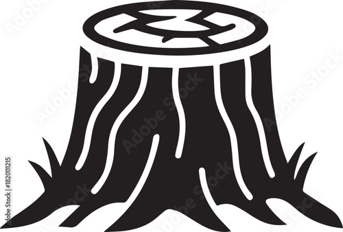 Tree Stump Silhouette Vector, Tree Stump Black Logo