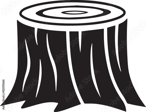 Tree Stump Silhouette Vector, Tree Stump Black Logo