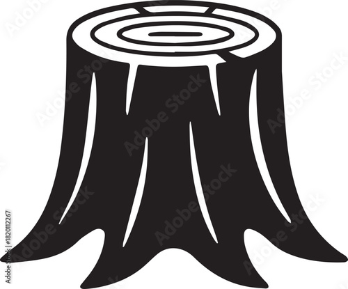 Tree Stump Silhouette Vector, Tree Stump Black Logo