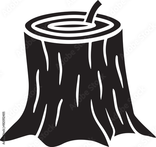 Tree Stump Silhouette Vector, Tree Stump Black Logo