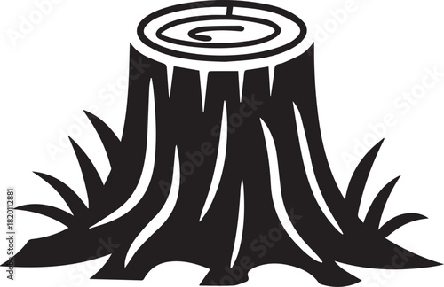 Tree Stump Silhouette Vector, Tree Stump Black Logo