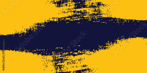 Abstract yellow-blue frame on a dark background. Sporty design in grunge style. Illustration for sports, athletics.