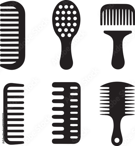 Comb Silhouette Vector Set, Comb Vector