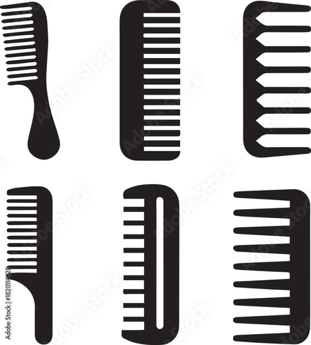 Comb Silhouette Vector Set, Comb Vector