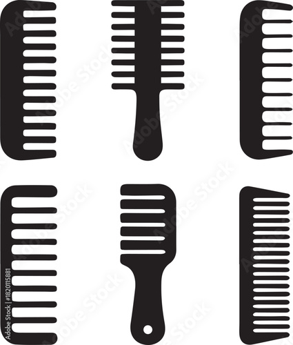 Comb Silhouette Vector Set, Comb Vector