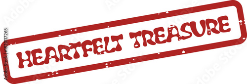 Heartfelt Treasure Stamp Signifying Cherished Value and Beloved Memory in Vintage Red Ink Style