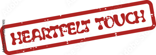 Heartfelt Touch Stamp Embodying Gentle Affection and Meaningful Connection in Distressed Red Texture