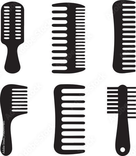 Comb Silhouette Vector Set, Comb Vector
