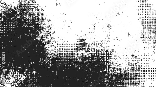 Grunge texture sketch hand drawn distressed halftone pattern with rough black splatter. Vector illustration