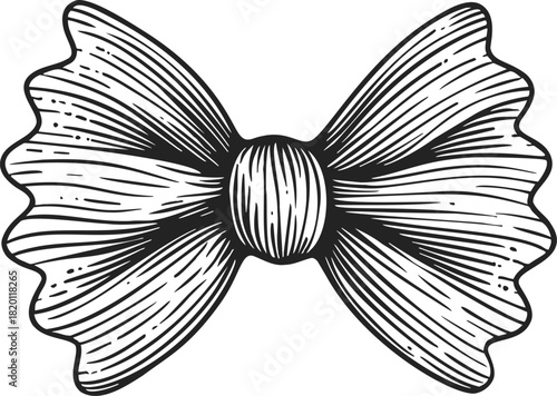 Bow tie sketch hand drawn illustration with detailed vintage line art style. Vector illustration