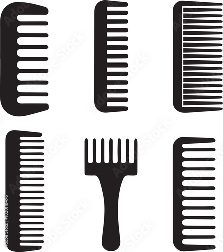 Comb Silhouette Vector Set, Comb Vector