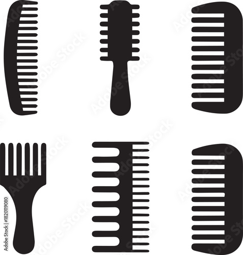Comb Silhouette Vector Set, Comb Vector