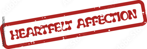 A vintage red rubber stamp conveys the meaningful message HEARTFELT AFFECTION for sentimental projects