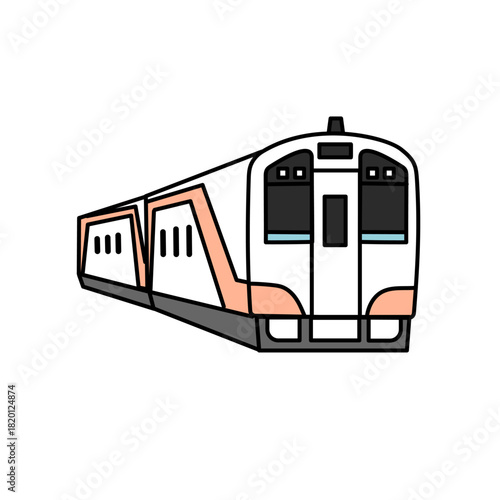 三陸沿岸を走る三陸鉄道の特徴的な車両を前面から描いたシンプルな鉄道イラスト｜地域交通や観光案内にも活用しやすい独立したベクターの鉄道デザイン