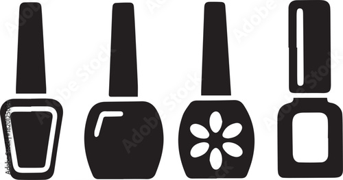 Nail Polish Bottle Silhouette Vector Set, Nail Polish Bottle Icon Bundle