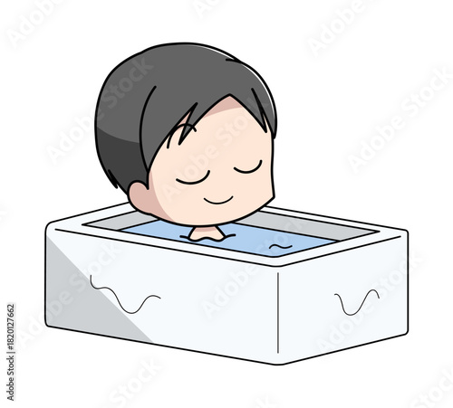 入浴する男性のイラスト