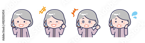 スマートフォンを使う「私服のシニア」の女性