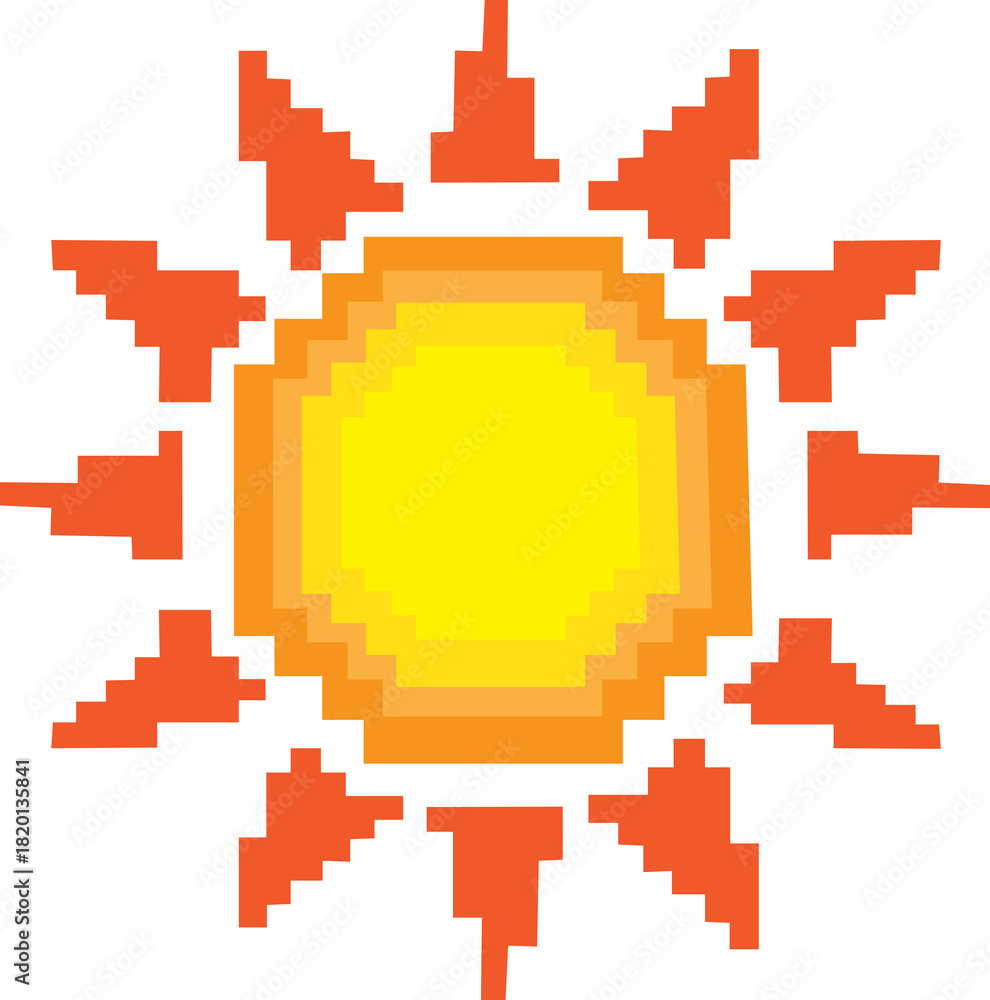 Fototapeta premium A pixel art of the sun. 