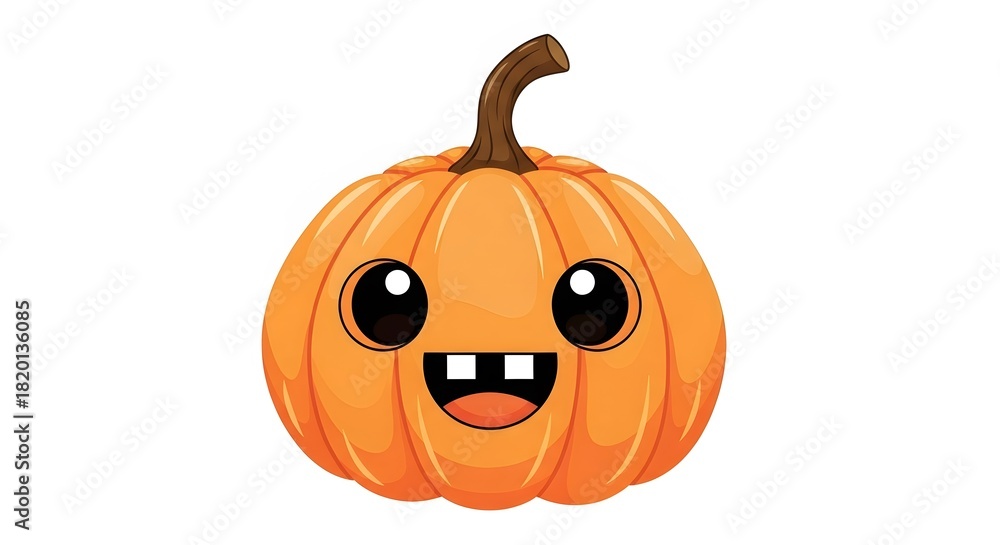 Fototapeta premium Cute Cartoon Pumpkin Character for Halloween and Fall perfect for children's book illustration, party invitations, social media graphics, website
