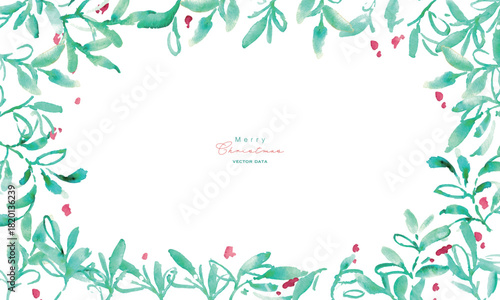 水彩画。水彩タッチのクリスマス植物背景フレーム。ヒイラギのクリスマスフレーム。ベクター化された水彩画。
Watercolor painting. Watercolor Christmas plant background frame. Christmas holly frame. Vectorized watercolor painting
