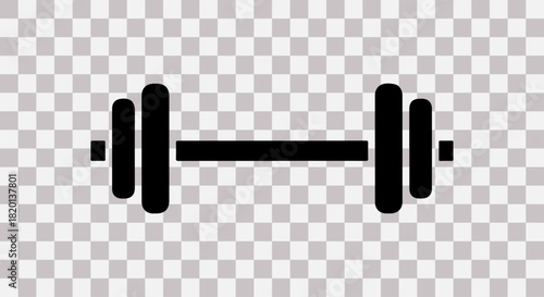 Simple black silhouette of a dumbbell on a transparent background