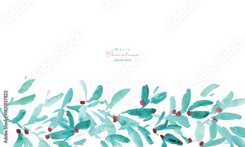 水彩画。水彩タッチのクリスマス植物背景フレーム。ヒイラギのクリスマスフレーム。ベクター化された水彩画。
Watercolor painting. Watercolor Christmas plant background frame. Christmas holly frame. Vectorized watercolor painting