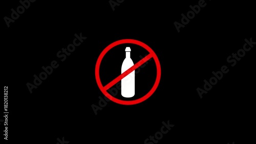sign prohibiting alcohol.you cannot drink alcoholic beverages.animated video.Vector video animation.