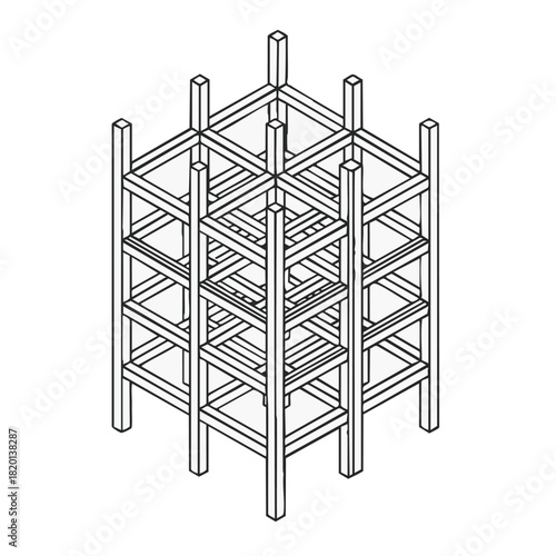 An impossible cube illusion, a geometric optical puzzle, creating a visual paradox, challenging perception with interconnected lines and shapes.