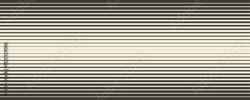 Retro linear halftone gradation texture. Parallel repeating stripe transition background. Fading thick to thin line gradient pattern. Horizontal strip wallpaper with Doppler effect concept. Vector