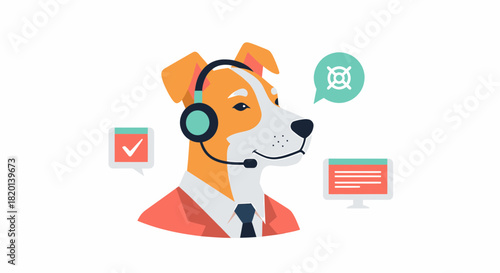 Friendly Canine Agent Offering Customer Support Services Concept