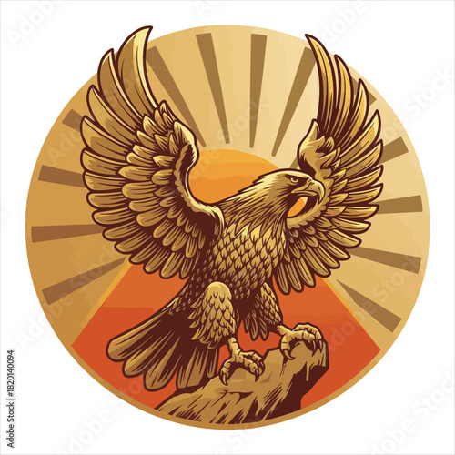 Majestic golden eagle soaring with wings spread wide