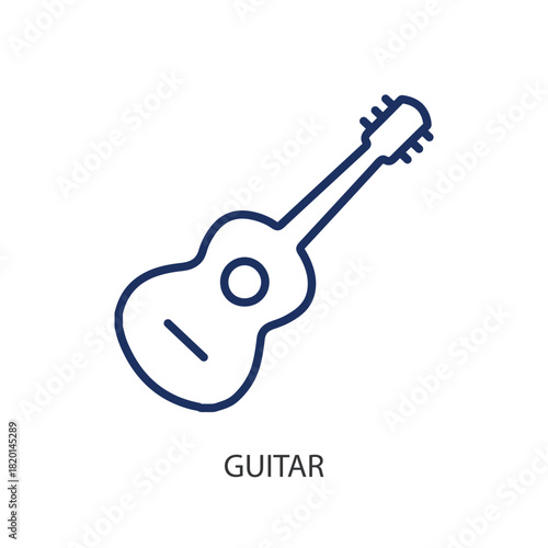 Guitar thin line icons. Original vector illustration.
