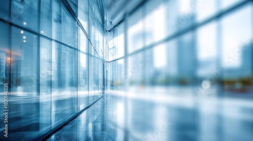 Wallpaper Mural Blurred glass wall of contemporary business building with blue tint showcasing corporate architecture concept modern office design business center environment for workplace urban commercial background Torontodigital.ca