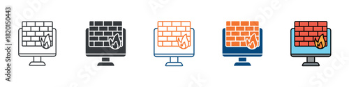 Firewall Icon Set Multiple Style Collection