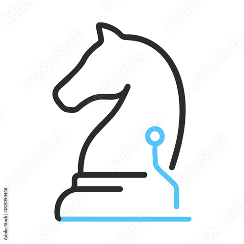 Strategic Chess Knight Icon. Vector Horse Head Symbol of Business Tactics, Game Plan, and Leadership