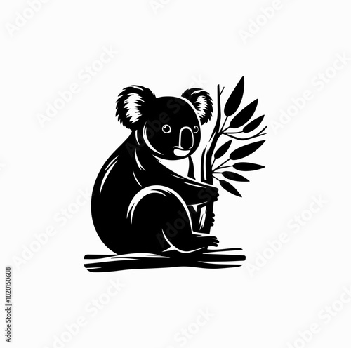 Koala on Eucalyptus Tree Silhouette