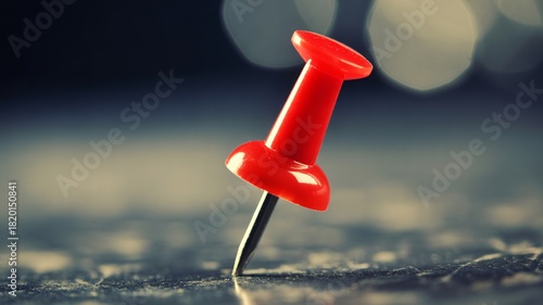 Target your goals with this vibrant red pushpin marking a spot on a beautiful textured surface