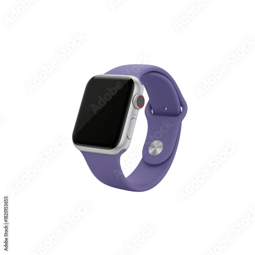 Sleek smartwatch with a vibrant purple band showcasing modern portable communication