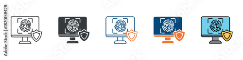 Identity Secure Icon Set Multiple Style Collection