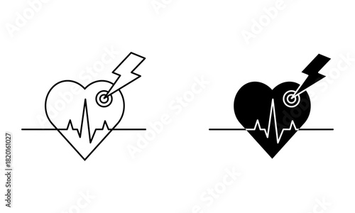 a heart with heartbeat experiencing a sudden jolt or attack, heart attack icon vector