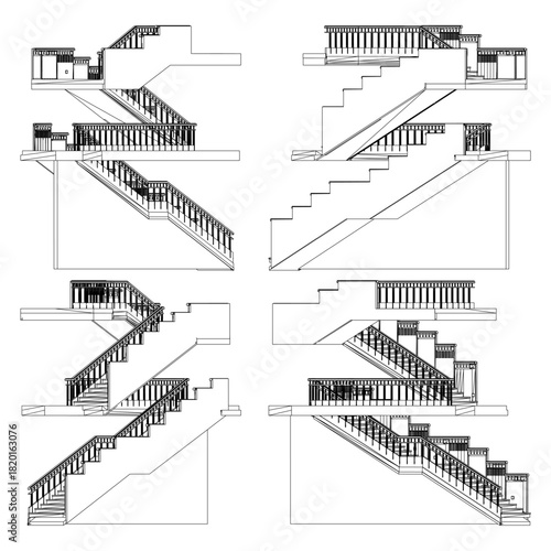 Staircases Vector. Illustration Of Stairs Isolated On White Background. 