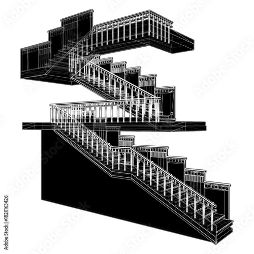 Staircases Vector. Illustration Of Stairs Isolated On White Background. 