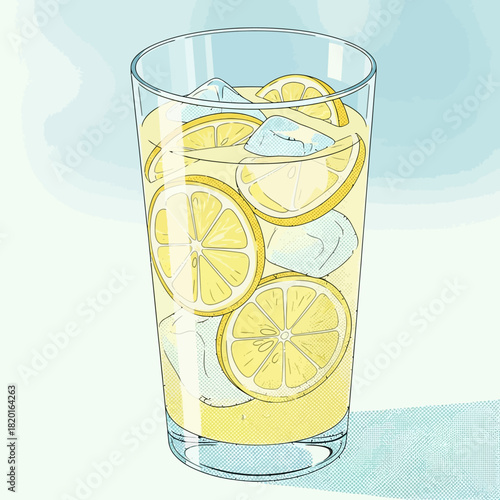 Pastel Vector Halftone Lemonade Tall Glass