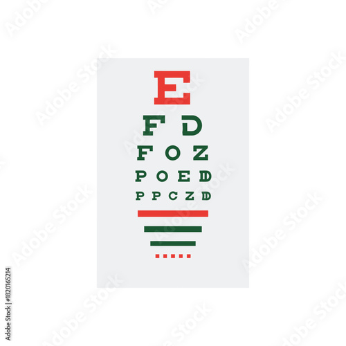 Snellen eye chart for vision test, eye exam and ophthalmology.