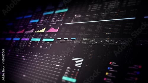 Futuristic financial trading dashboard motion background with glowing charts, analytics interface, stock market graphs, and real-time fintech data visualization design