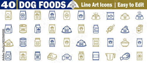 Dog food line art icons set. A collection of perfect promotion materials or product design elements. 
